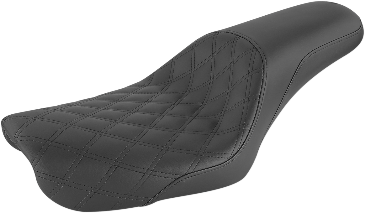 SADDLEMEN Profiler Seat - Front Lattice/Rear Smooth - Black - Dyna '04-'05