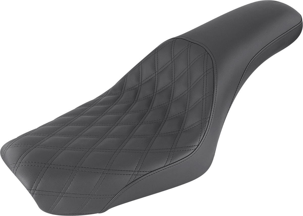 SADDLEMEN Profiler Seat - Front Lattice/Rear Smooth - Black - Dyna '04-'05
