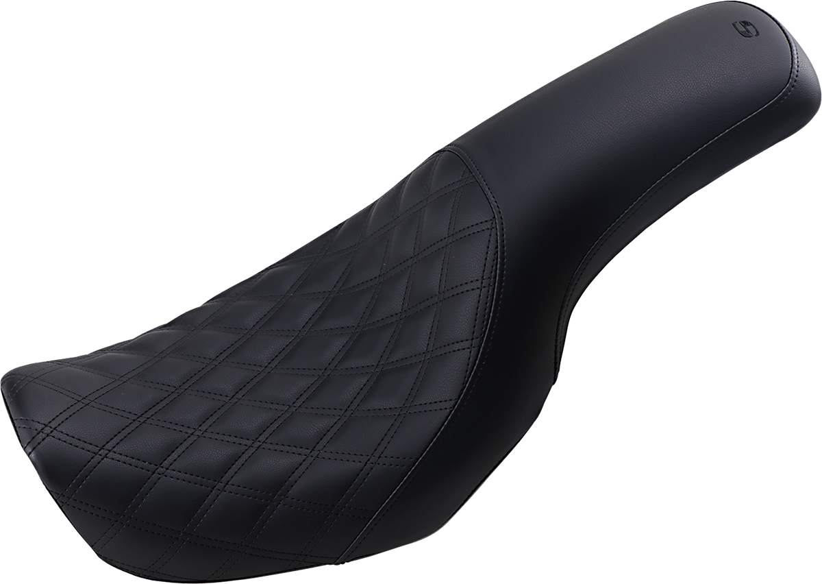 SADDLEMEN Profiler Seat - Front Lattice/Rear Smooth - Black - Dyna '06-'17
