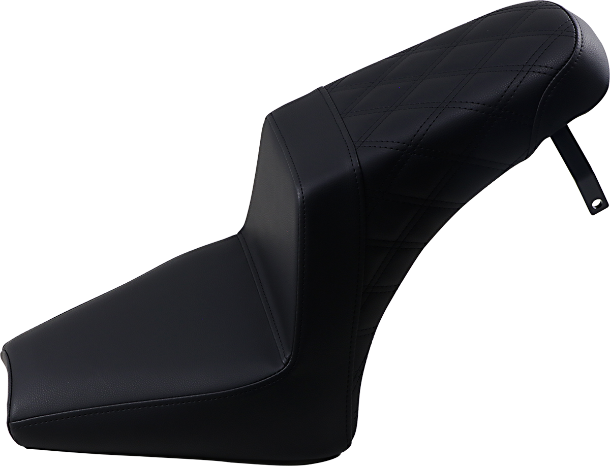 SADDLEMEN Step-Up Seat - Front Smooth/Rear Lattice Stitch - Black - '18-'22 Indian Scout Bobber