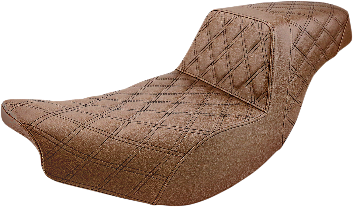 SADDLEMEN Step-Up Seat - Full Lattice Stitch - Brown - '14-'21 Indian Models