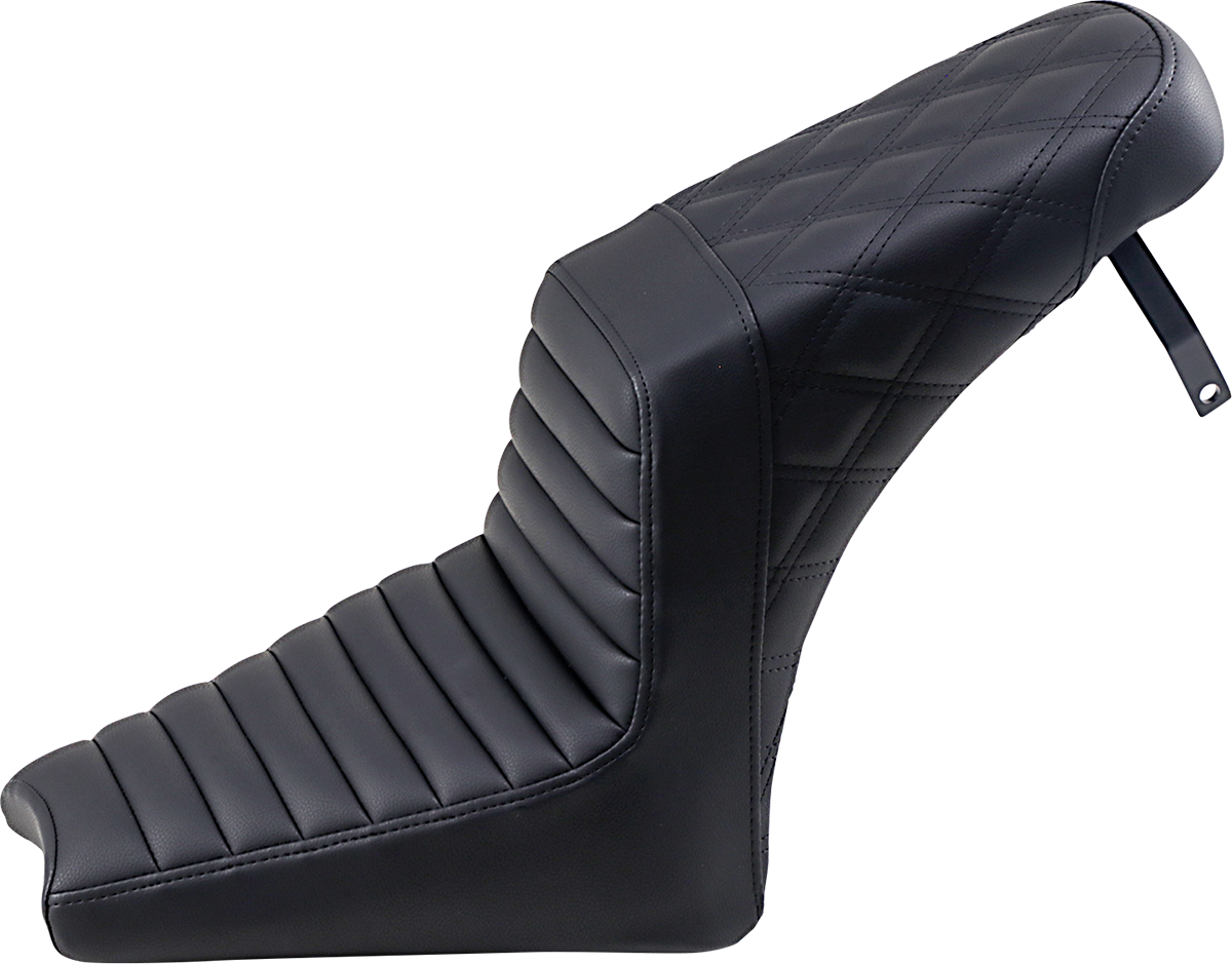 SADDLEMEN Step-Up Seat - Front Tuck-n-Roll/Rear Lattice Stitch - Black - Indian Scout '18-'19