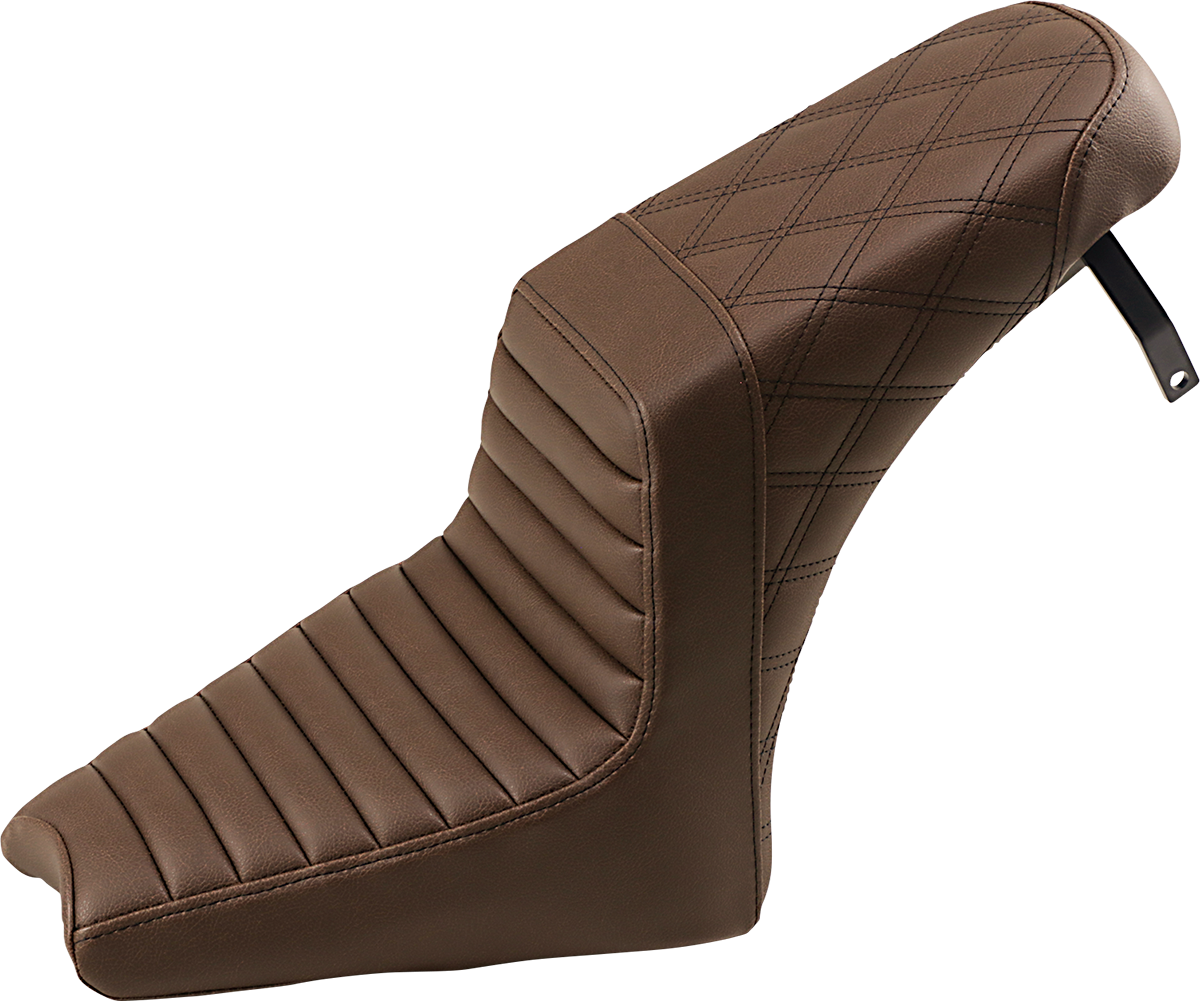 SADDLEMEN Step-Up Seat - Front Tuck-n-Roll/Rear Lattice Stitch - Brown - Indian Scout '18-'19