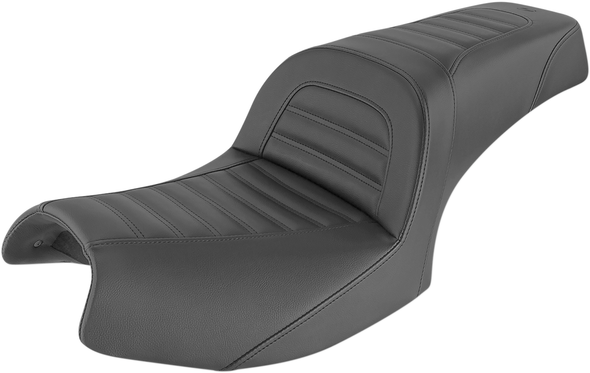 SADDLEMEN Slim Roll & Pleat Seat - Black - Indian Challenger