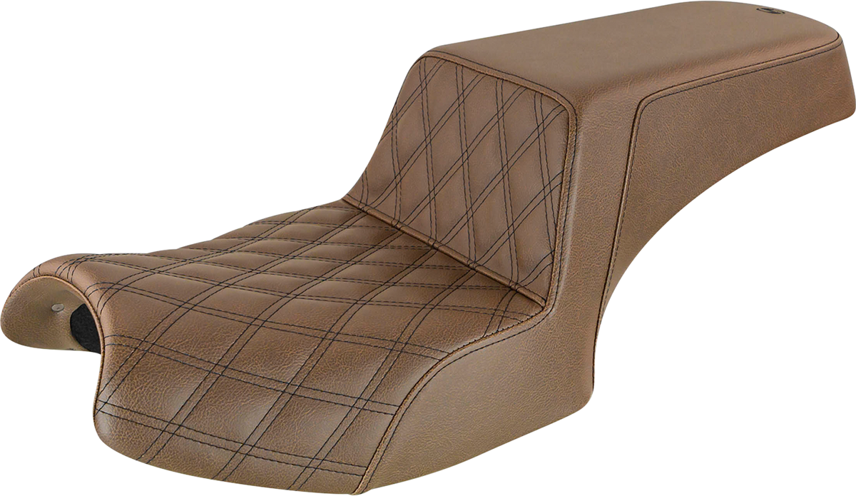 SADDLEMEN Step-Up Seat - Front Lattice Stitch/Rear Smooth - Brown - '20-'22 Indian Challenger