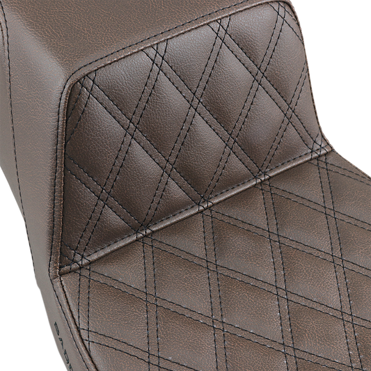 SADDLEMEN Step-Up Seat - Front Lattice Stitch - Brown - Touring '97-'07