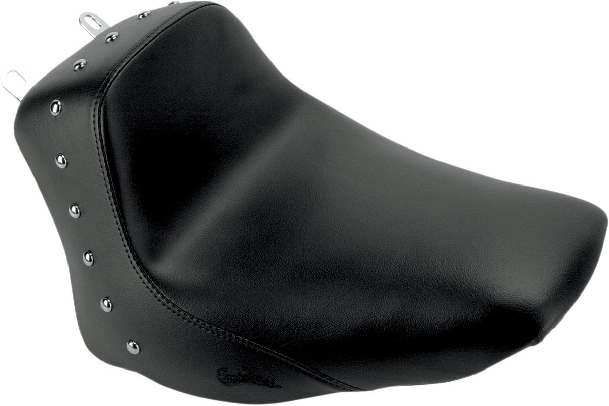 SADDLEMEN Heels Down Solo Seat - Without Backrest - Studded - Black - Softail '06-'17
