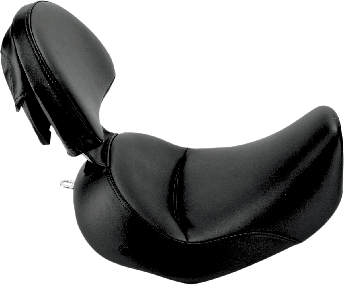 SADDLEMEN Heels Down Solo Seat - With Backrest - Plain - Black - Softail '06-'17