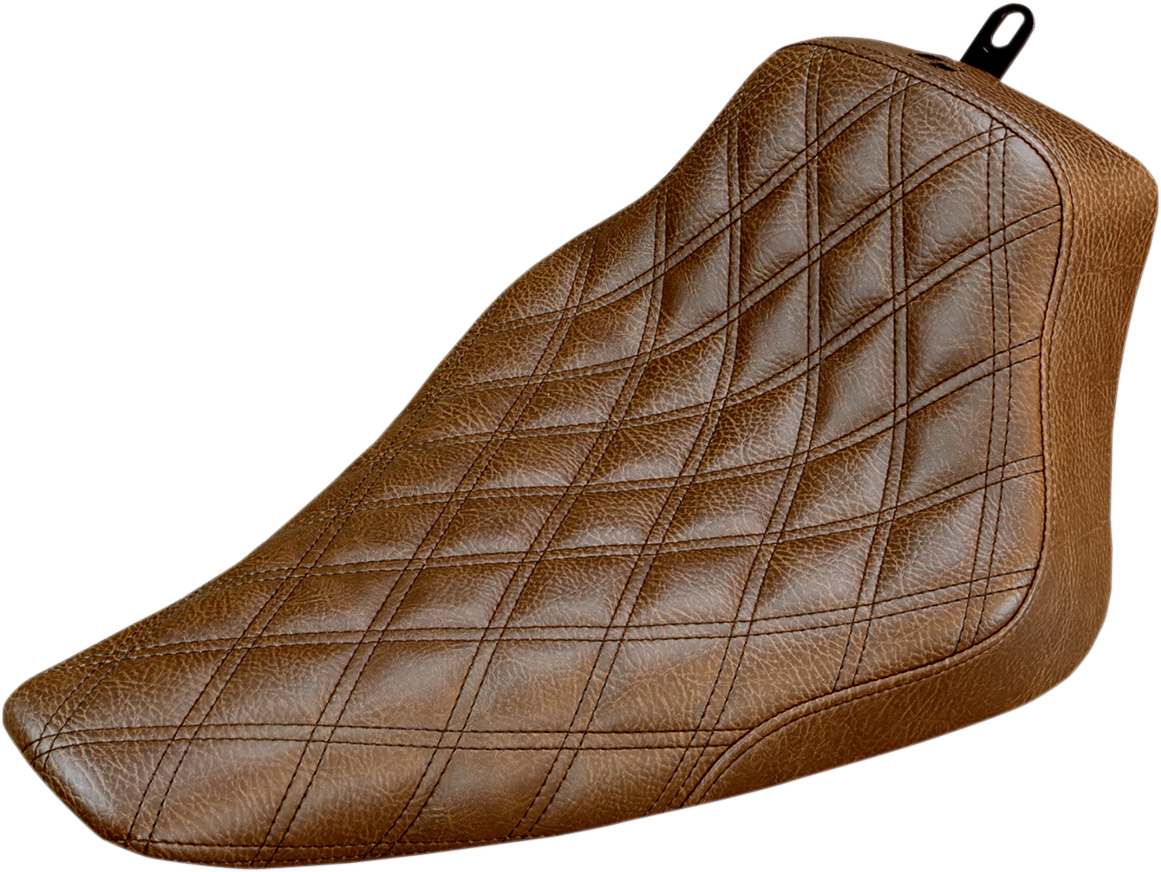 SADDLEMEN Renegade Solo Seat - Lattice Stitched - Brown - Softail '12-'17