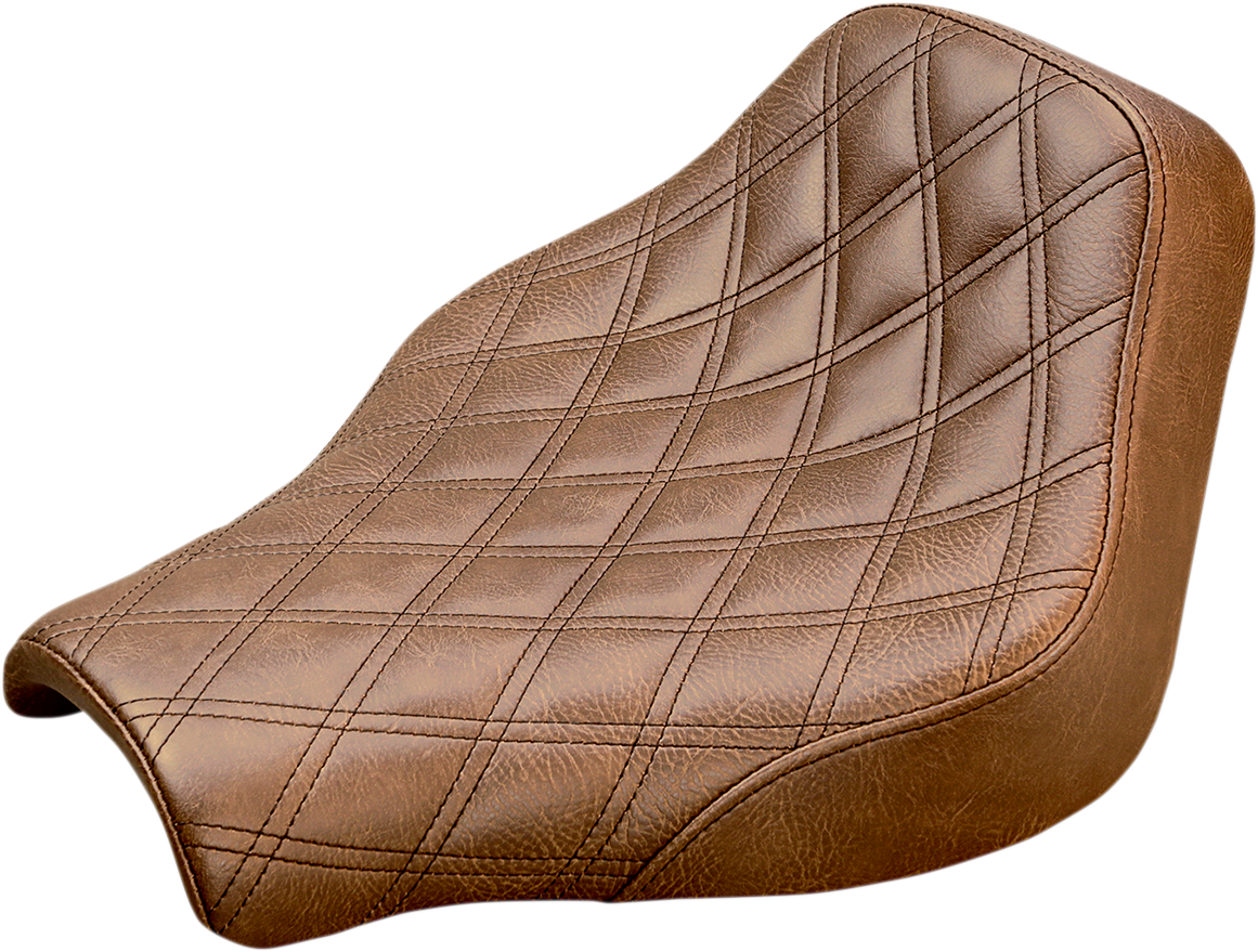 SADDLEMEN Renegade Solo Seat - Lattice Stitched - Brown - Softail '18-'23