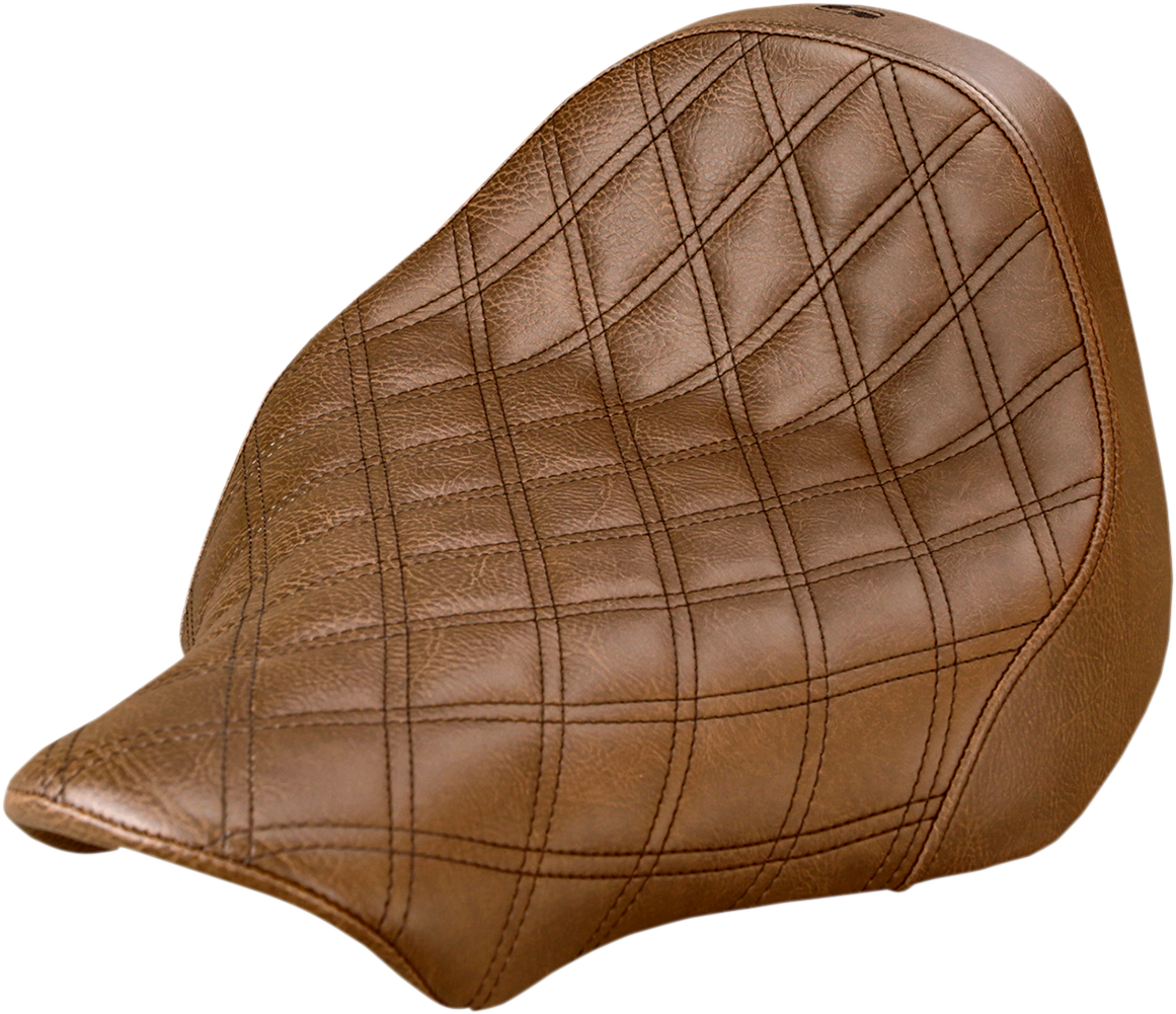 SADDLEMEN Renegade Solo Seat - Lattice Stitched - Brown - Softail '13-17