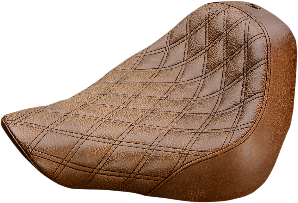 SADDLEMEN Renegade Solo Seat - Lattice Stitched - Brown - Softail '18-'24