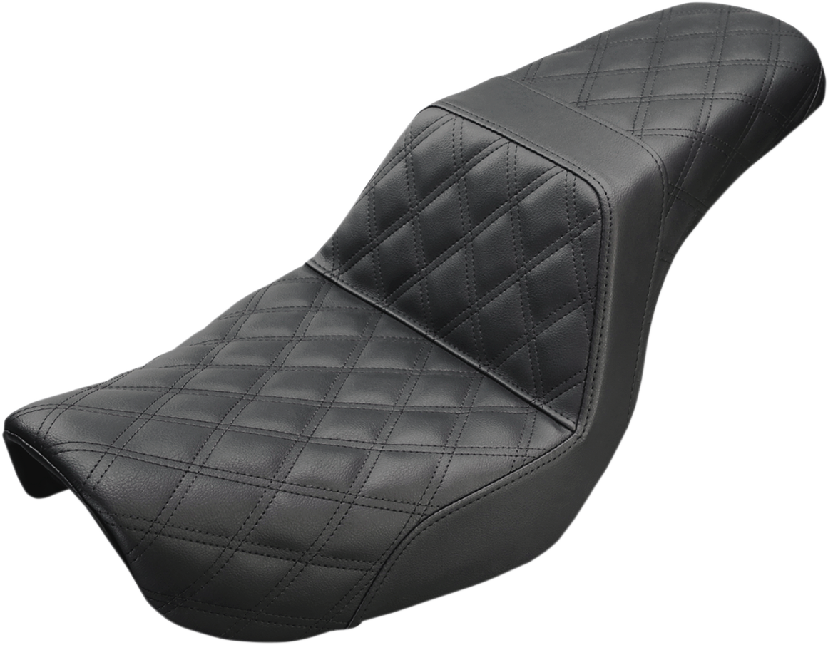 SADDLEMEN Step-Up Seat - Full Lattice Stitch - Black - Dyna '04-'05