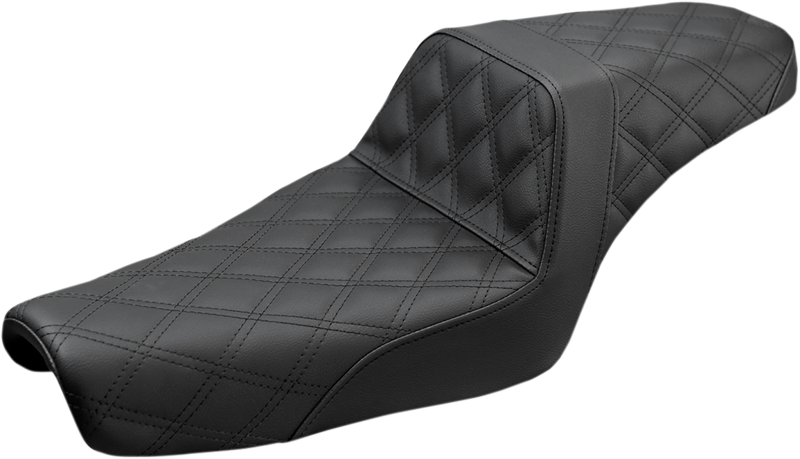 SADDLEMEN Step-Up Seat - Full Lattice Stitch - Black - Sportster '04-'20