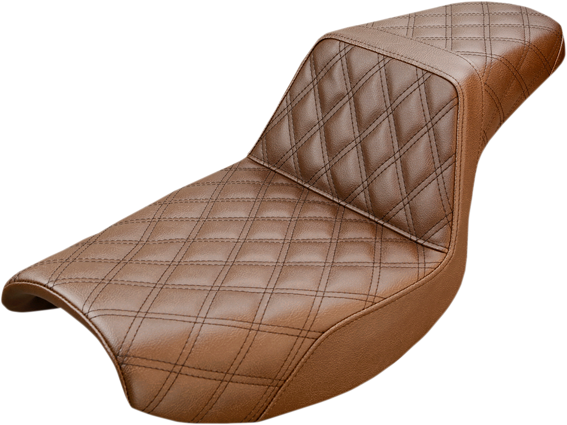 SADDLEMEN Step-Up Seat - Full Lattice Stitch - Brown - FXR '86-'94
