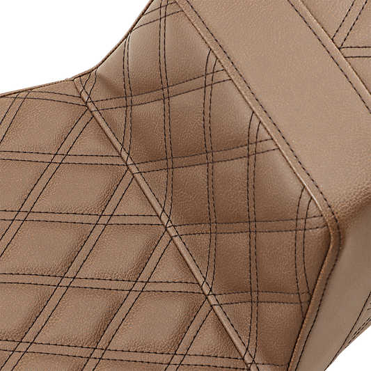SADDLEMEN Step-Up Seat - Extended Reach - Full Lattice Stitch - Brown - Touring '08-'24