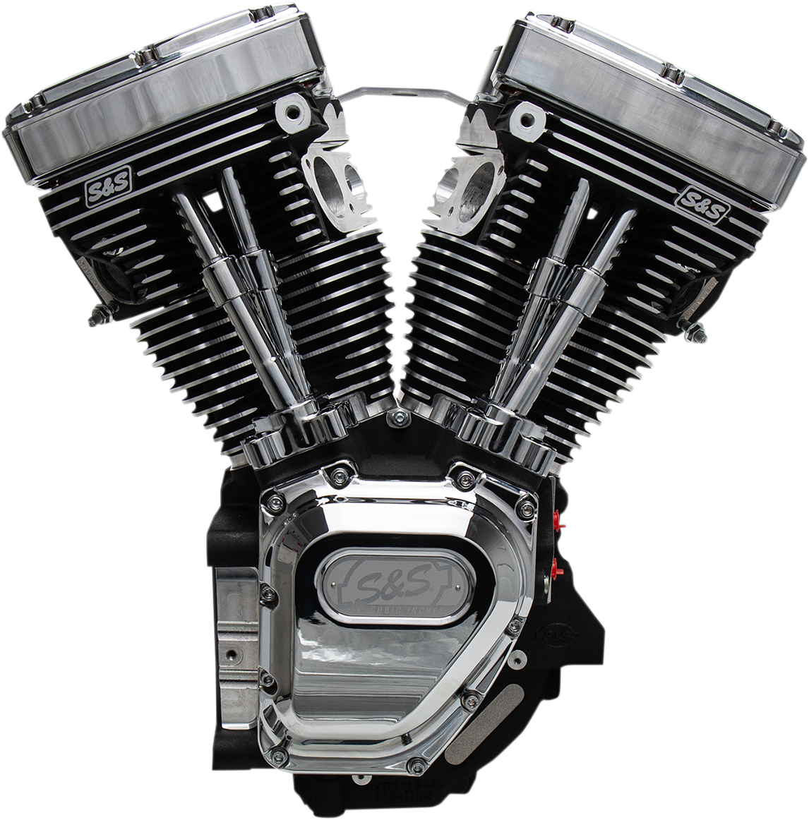 S&S CYCLE T111 Long Block Engine - Wrinkle Black and Chrome - Touring | Dyna