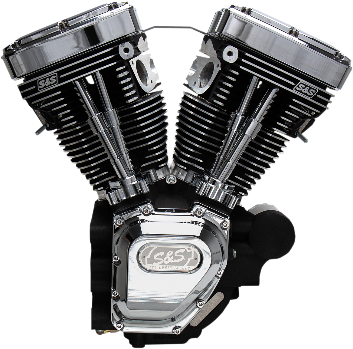 S&S CYCLE T124 Long Block Engine - Wrinkle Black and Chrome - Touring