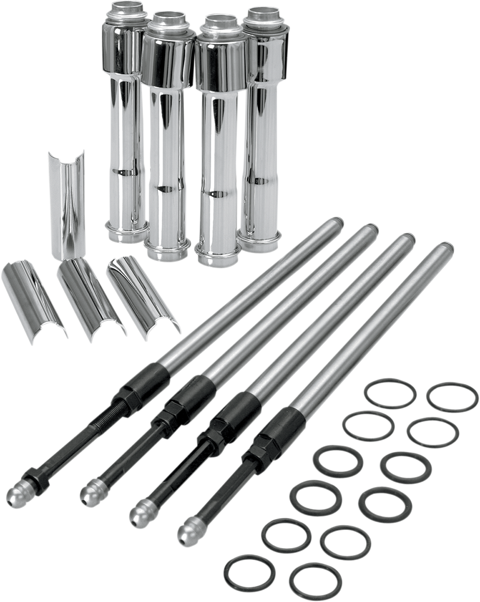 S&S CYCLE Quickee Pushrod Kit with Chrome Covers - XL