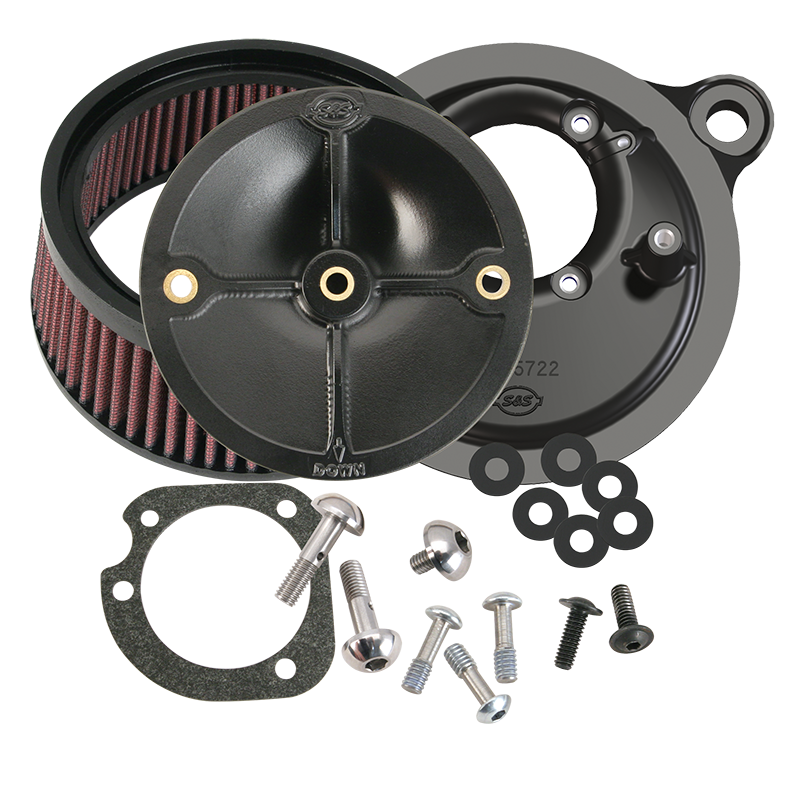 S&S CYCLE Stealth Street-Legal Air Cleaner Kit Without Cover for 2008-'17 HD® Touring Models and 2016-2017 Softail® Models