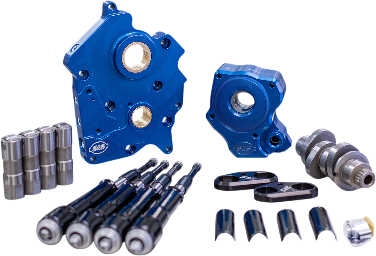 S&S CYCLE Cam Chest Kit with Plate - Chain Drive - Water Cooled - 475 Cam - Black Pushrods - M8