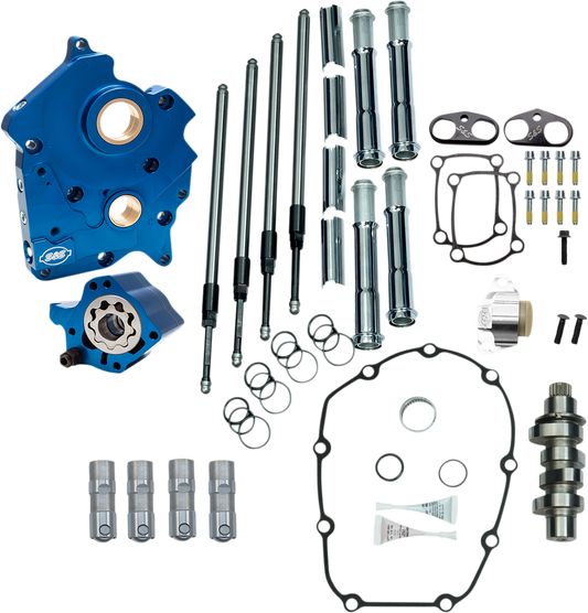 S&S CYCLE Cam Chest Kit with Plate - Chain Drive - Water Cooled - 475 Cam - Chrome Pushrods - M8