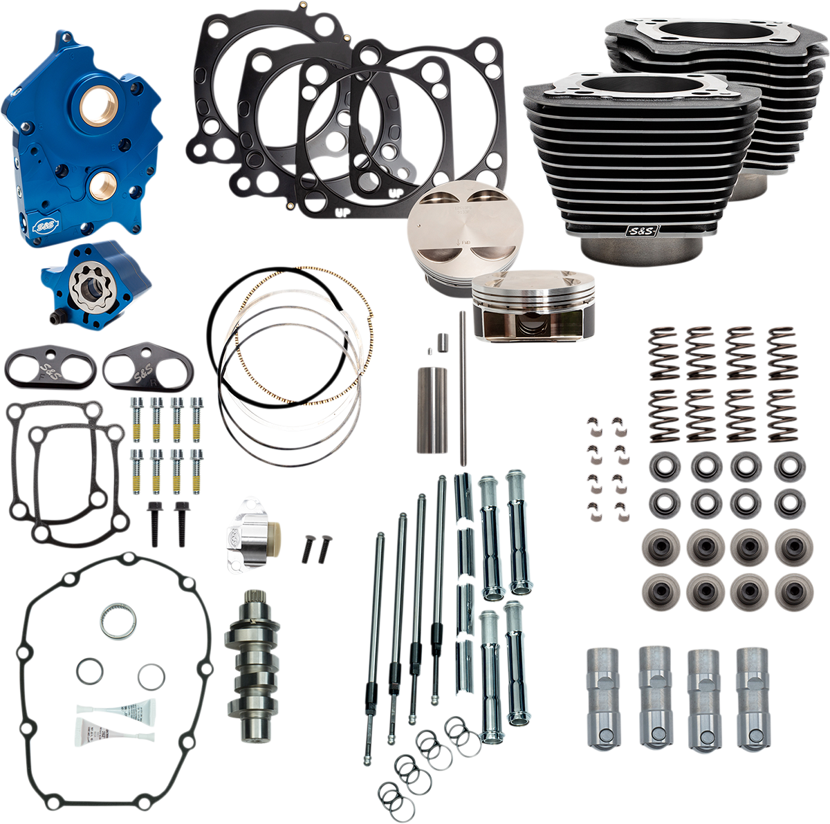 S&S CYCLE 128" Power Package Engine Performance Kit - Chain Drive - Black Granite with Highlighted Fins