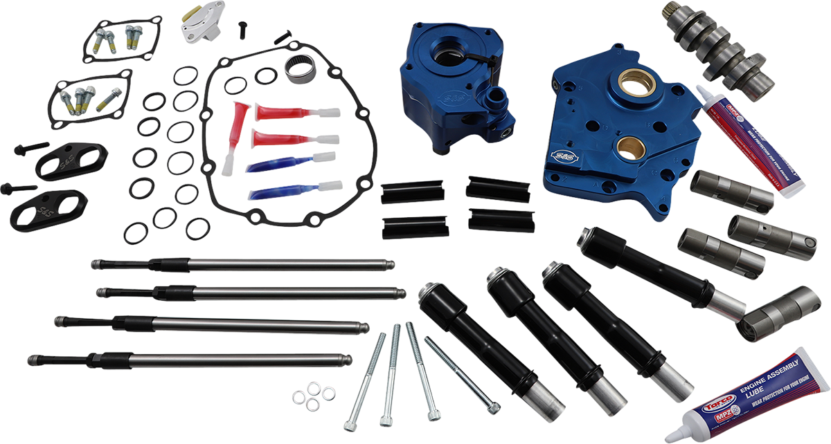 S&S CYCLE Cam Chest Kit with Plate - Chain Drive - Water Cooled - 465 Cam - Black Pushrods - M8
