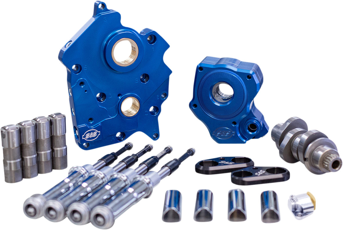 S&S CYCLE Cam Chest Kit with Plate - Chain Drive - Oil Cooled - 465 Cam - Chrome Pushrods - M8