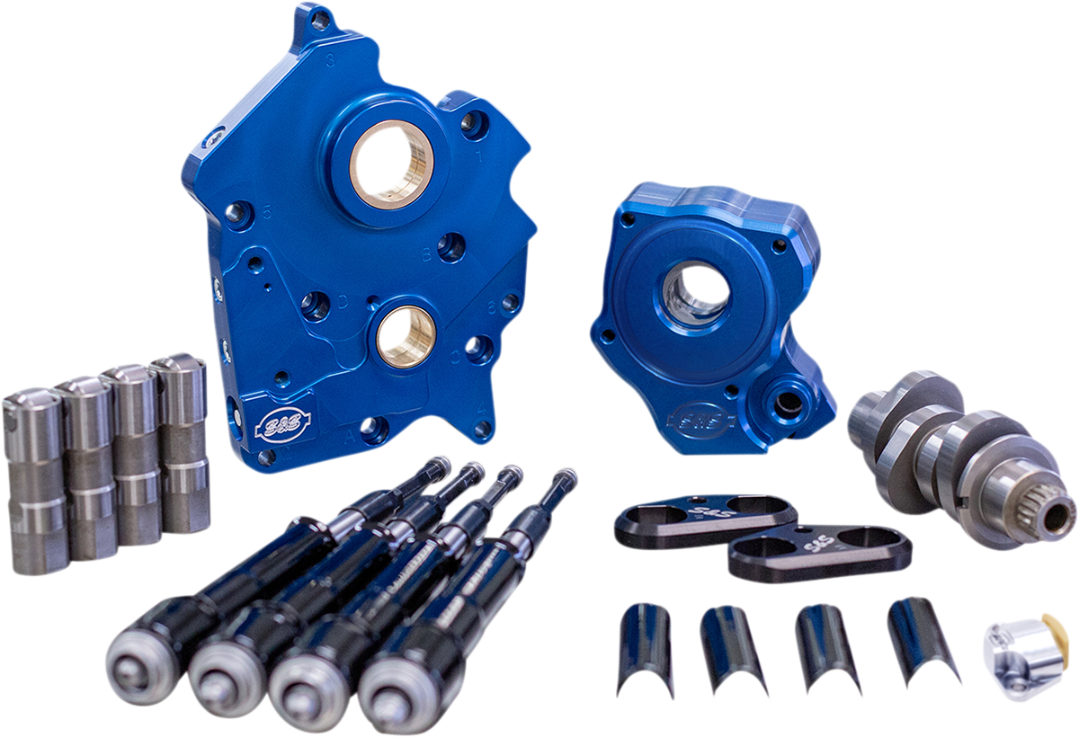 S&S CYCLE Cam Chest Kit with Plate - Chain Drive - Oil Cooled - 465 Cam - Black Pushrods - M8