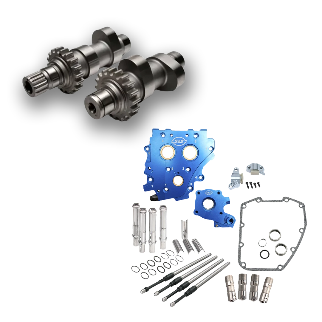 Harley Davidson Performance Kit Chrome Pushrod Covers - S&S Cam Chest Kit Including MC-223-6 Cam 2006-2017 Twin Cam Softail 88CI 96CI