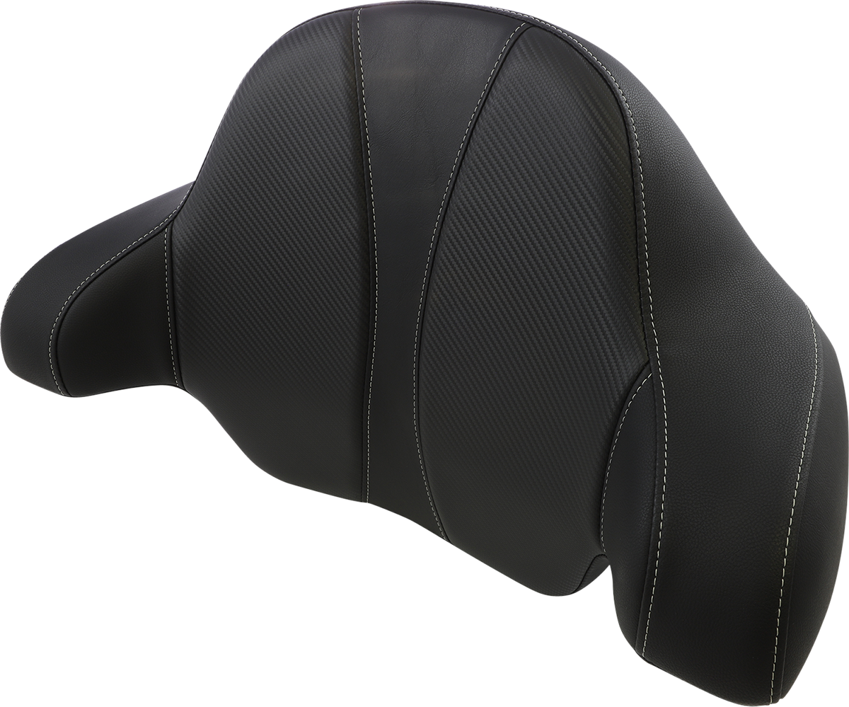 SADDLEMEN Tour Pac Backrest Pad - Dominator Seat - Black Carbon Fiber w/ Gray Stitching - '14-'23 TOURING