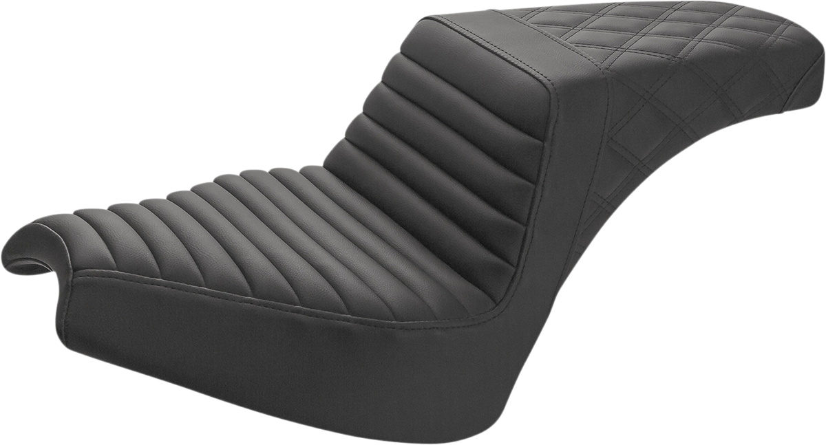 SADDLEMEN Step-Up Seat - Front Tuck-n'-Roll/Rear Lattice Stitch - Black - 2022 Indian Chief