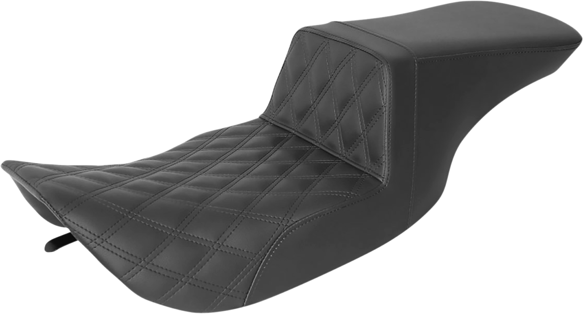 SADDLEMEN Tour Step-Up Seat - Front Lattice Stitch - Black - Touring '97-'07