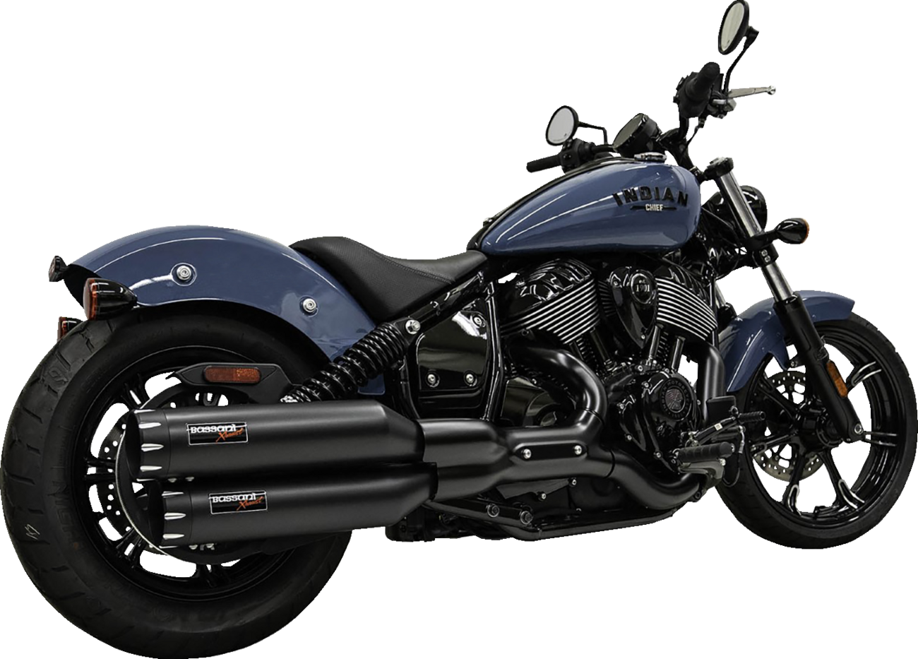 BASSANI XHAUST 4" Slip-On Mufflers - Chrome - '22-'23 INDIAN CHIEF