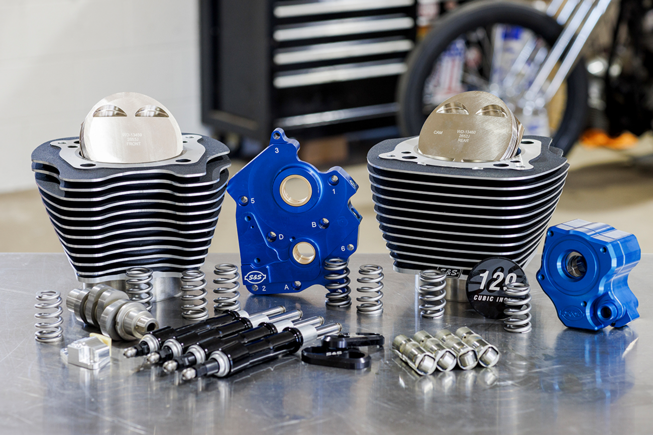 S&S CYCLE 129" Power Package Engine Performance Kit - Chain Drive - Oil Cooled - Highlighted Fins - M8