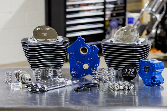 S&S CYCLE 132" Power Package Engine Performance Kit - Chain Drive - Water Cooled - Highlighted Fins - M8