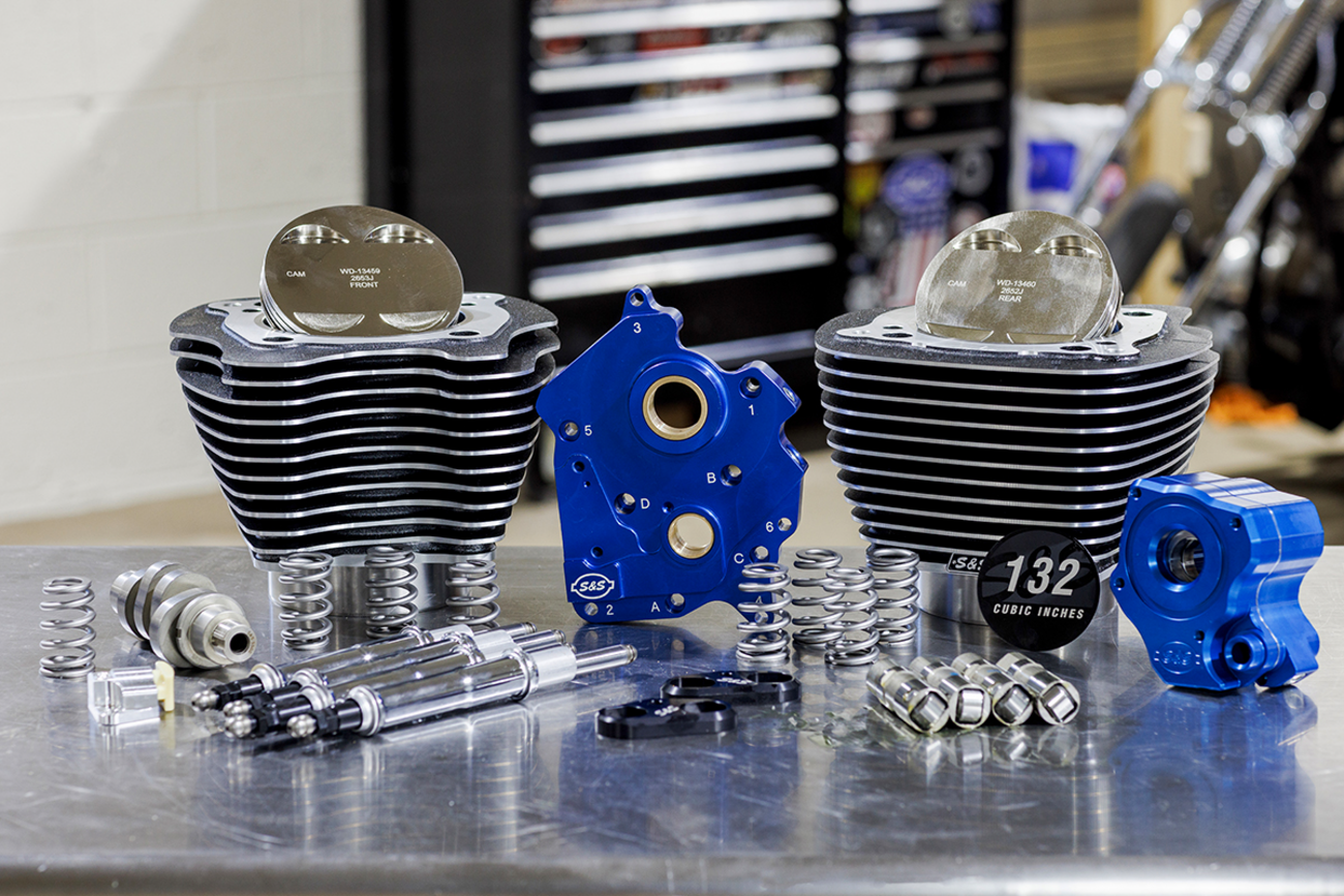 S&S CYCLE 132" Power Package Engine Performance Kit - Chain Drive - Oil Cooled - Highlighted Fins - M8