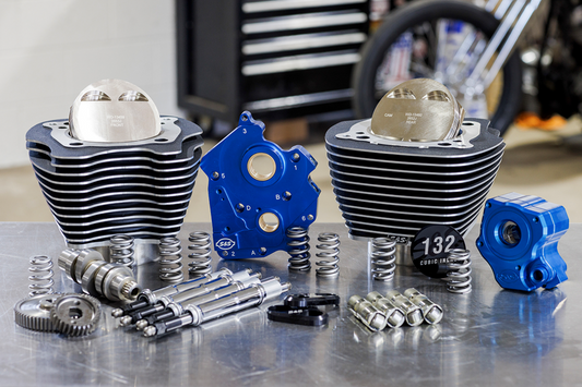 S&S CYCLE 132" Power Package Engine Performance Kit - Gear Drive - Oil Cooled - Highlighted Fins - M8