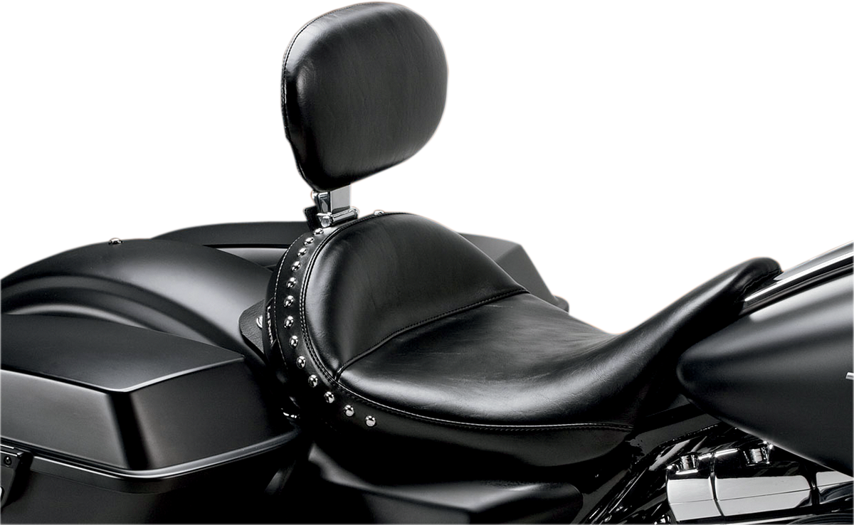 LE PERA Monterey Solo Seat - With Driver Backrest - Smooth - Black - Touring '08-'23