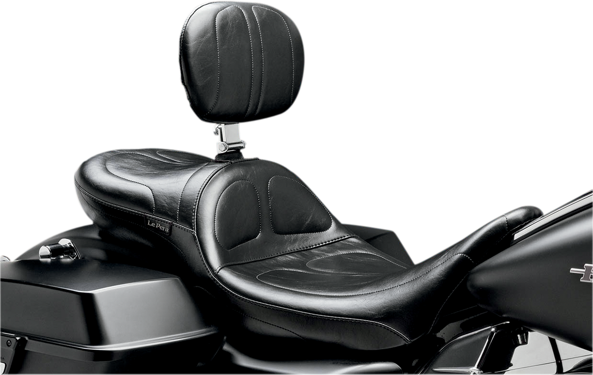 LE PERA Maverick Daddy Long Legs Seat - With Backrest - Black - Stitched - Touring '08-'23