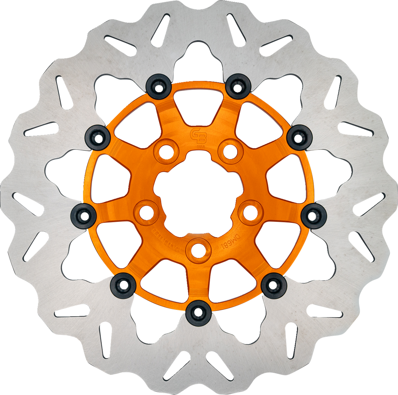 GBRAKES Wave® Two Piece (Floating) Brake Rotor - Rear - Orange - 300 mm / 11-13/16"