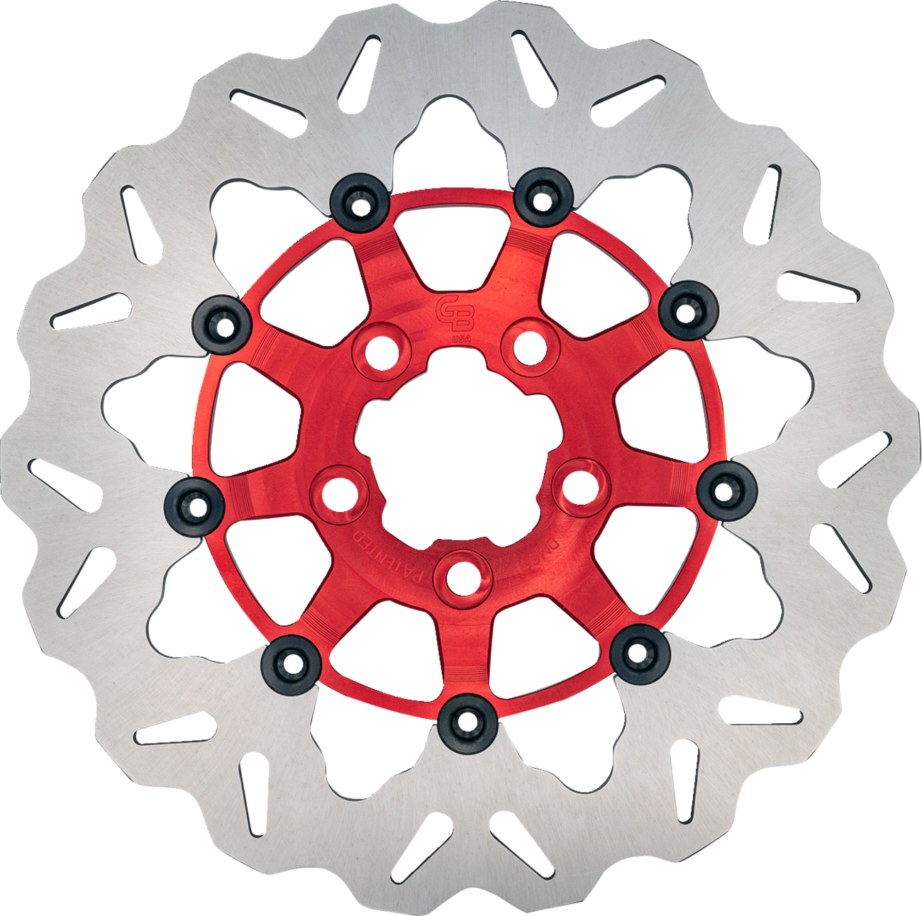 GBRAKES Wave® Two Piece (Floating) Brake Rotor - Rear - Red - 300 mm / 11-13/16"
