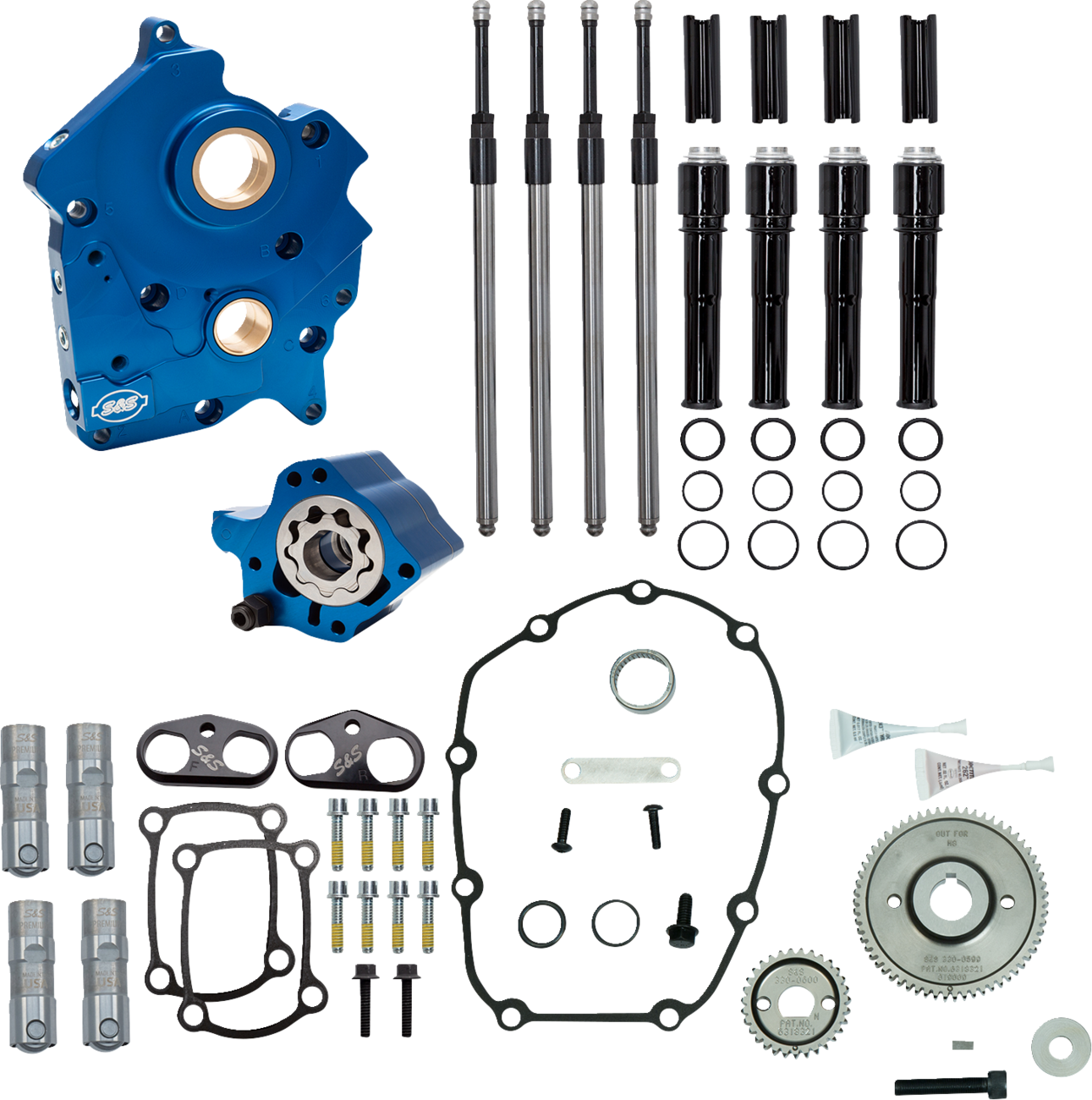 S&S CYCLE Cam Chest Kit without Cams - Gear Drive - Oil Cooled - Black Pushrods - M8