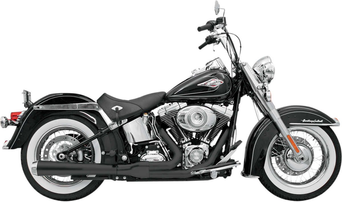 BASSANI XHAUST 2:1 Exhaust - Black - Long - '86-'17 SOFTAIL MODELS