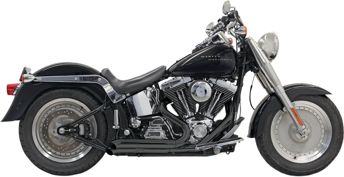 BASSANI XHAUST Pro Street Exhaust - Black - Turn Out - '86-'17 Softail