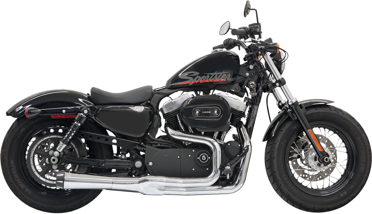 BASSANI XHAUST Mega Power Exhaust - Chrome - Short - '04-'13 XL with Mid/Forward Controls 1X22R