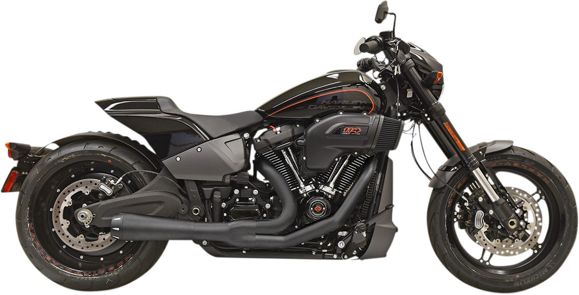 BASSANI XHAUST 2-into-1 Road Rage Exhaust System - Black - 2018-2021 SOFTAIL MODELS