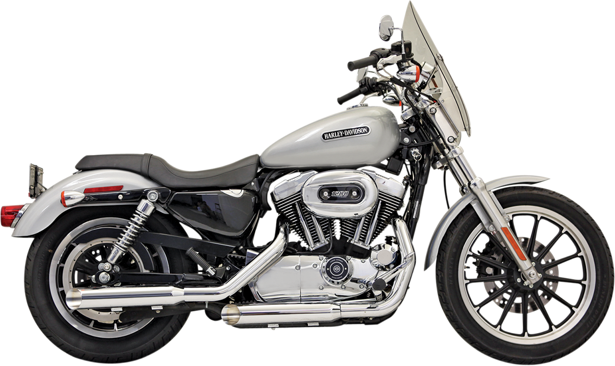 BASSANI XHAUST 3" Mufflers - Chrome - Slash-Cut - '04-'13 SPORTSTER MODELS