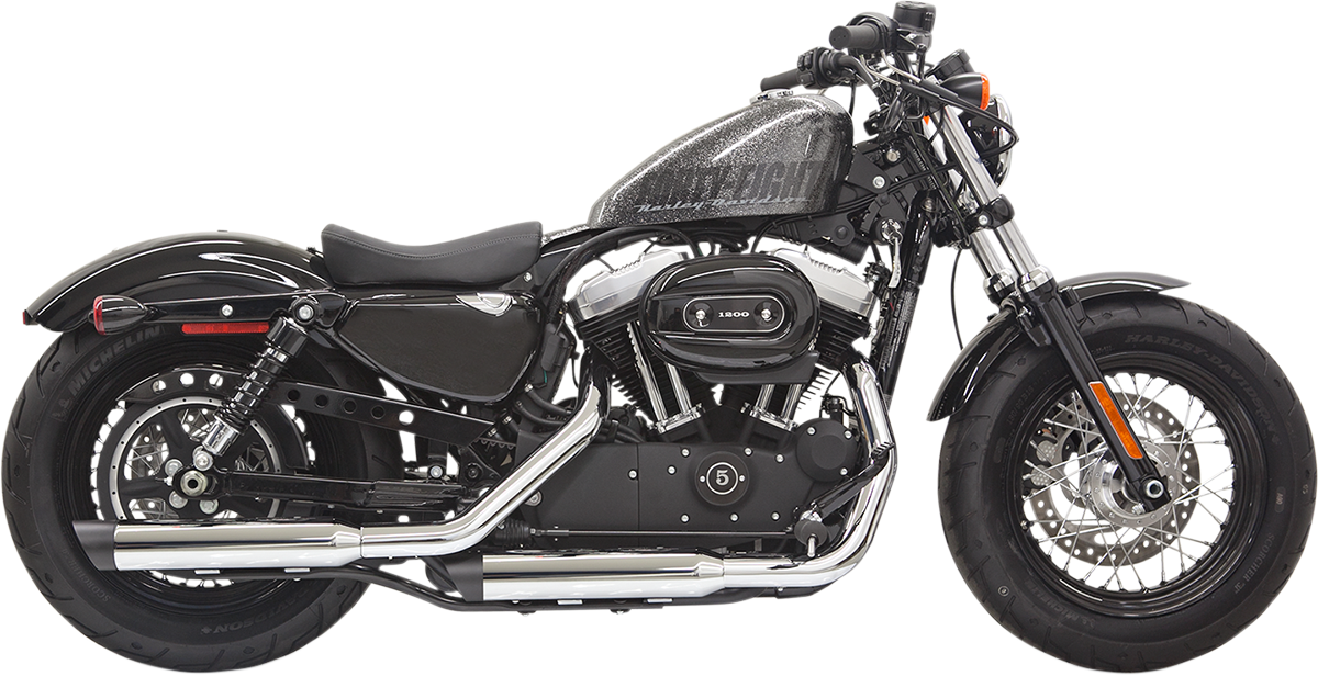 BASSANI XHAUST Firepower Series Slip-On Mufflers - Chrome/Black - Slash-Cut - '14-'20 SPORTSTER MODELS